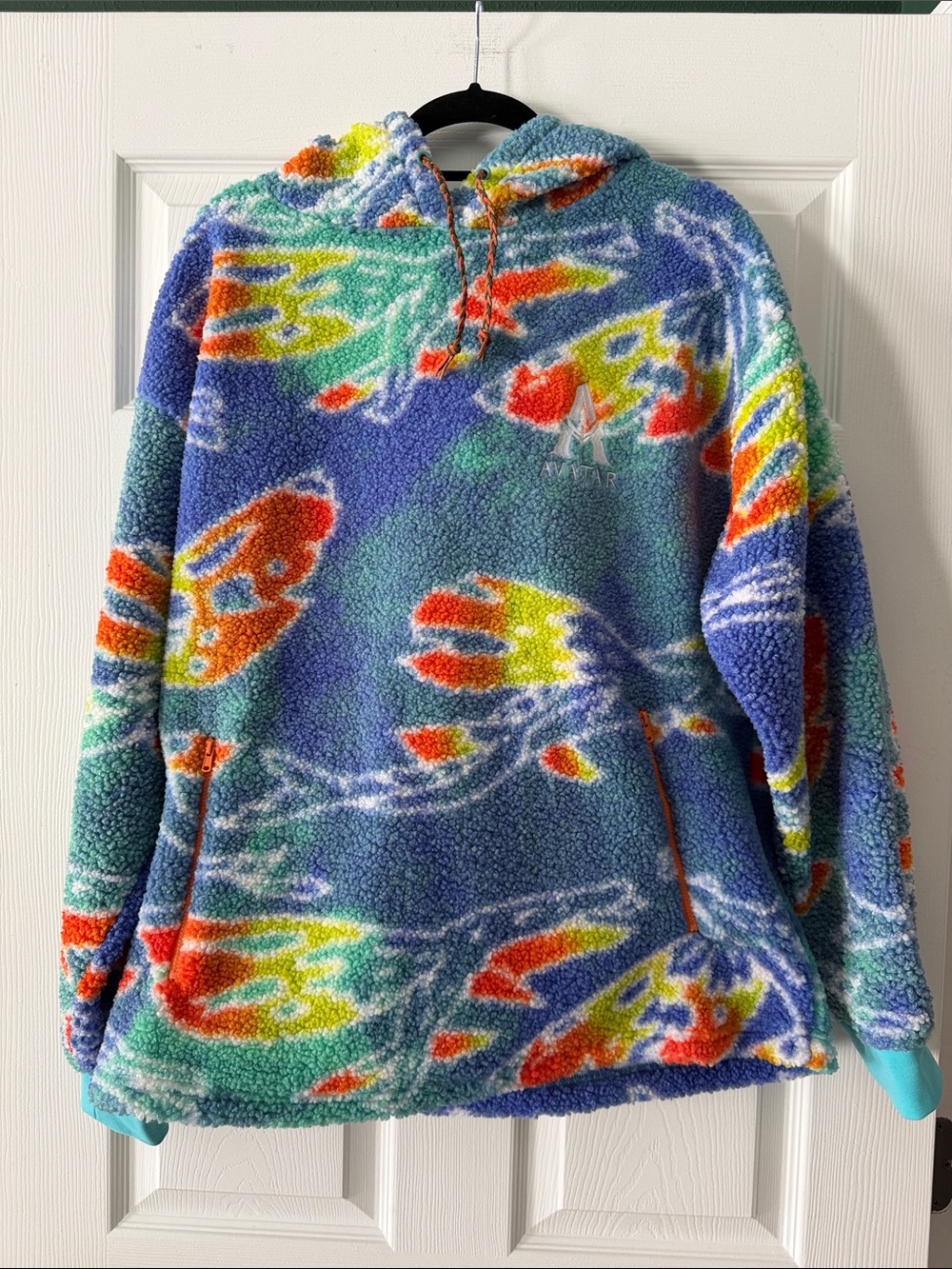 Disney Avatar Multicolor Sherpa Hoodie - Blue, Green, Orange, Yellow, Red
